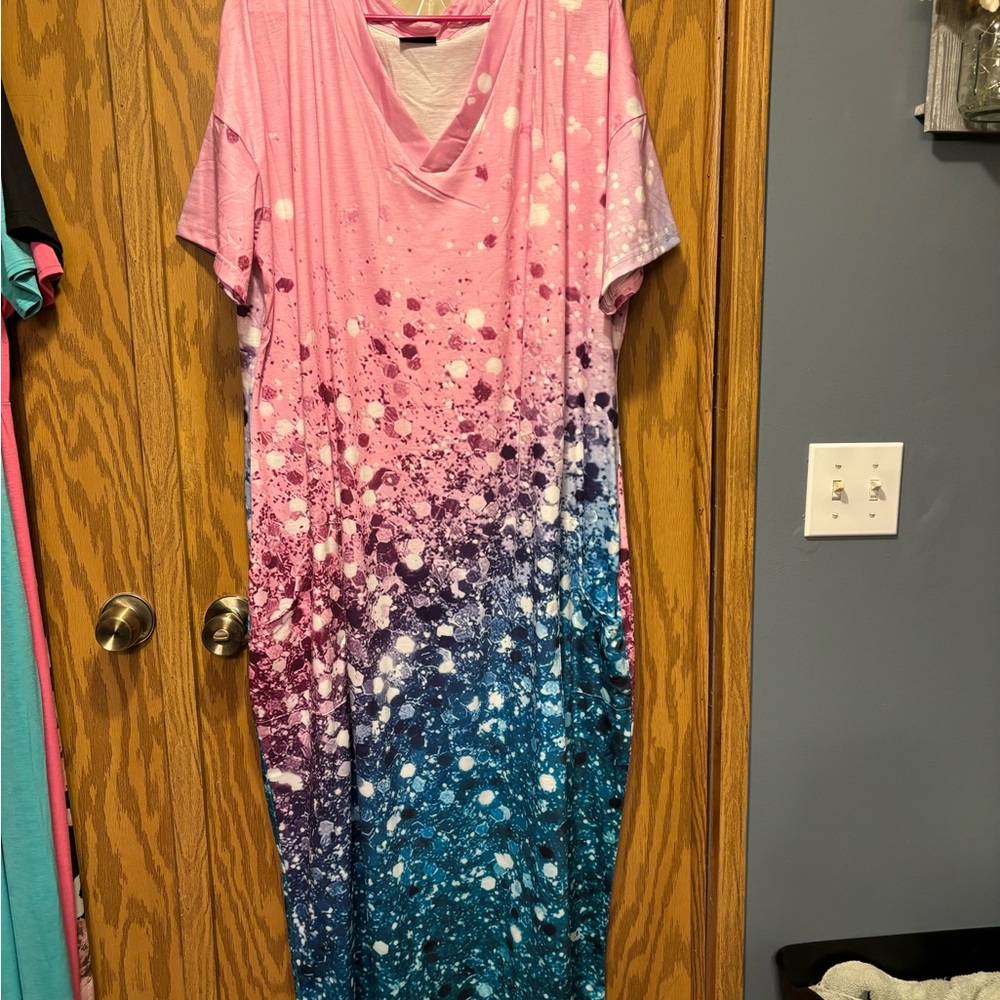 Pink and Blue Gradient Women's Dress